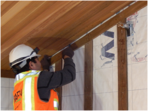 Sustainability depends on paying attention to details, like sealing the sprinkler penetrations in the air and water barrier, maintaining the chain of custody for sustainably produced wood, and wearing the proper personal safety equipment.